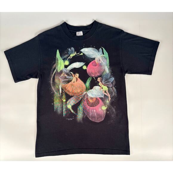 VTG Y2K 2000s Aimee Bonamie Fantasy Art T-shirt Size MED Goth Fairy Tee Made USA - Picture 5 of 10